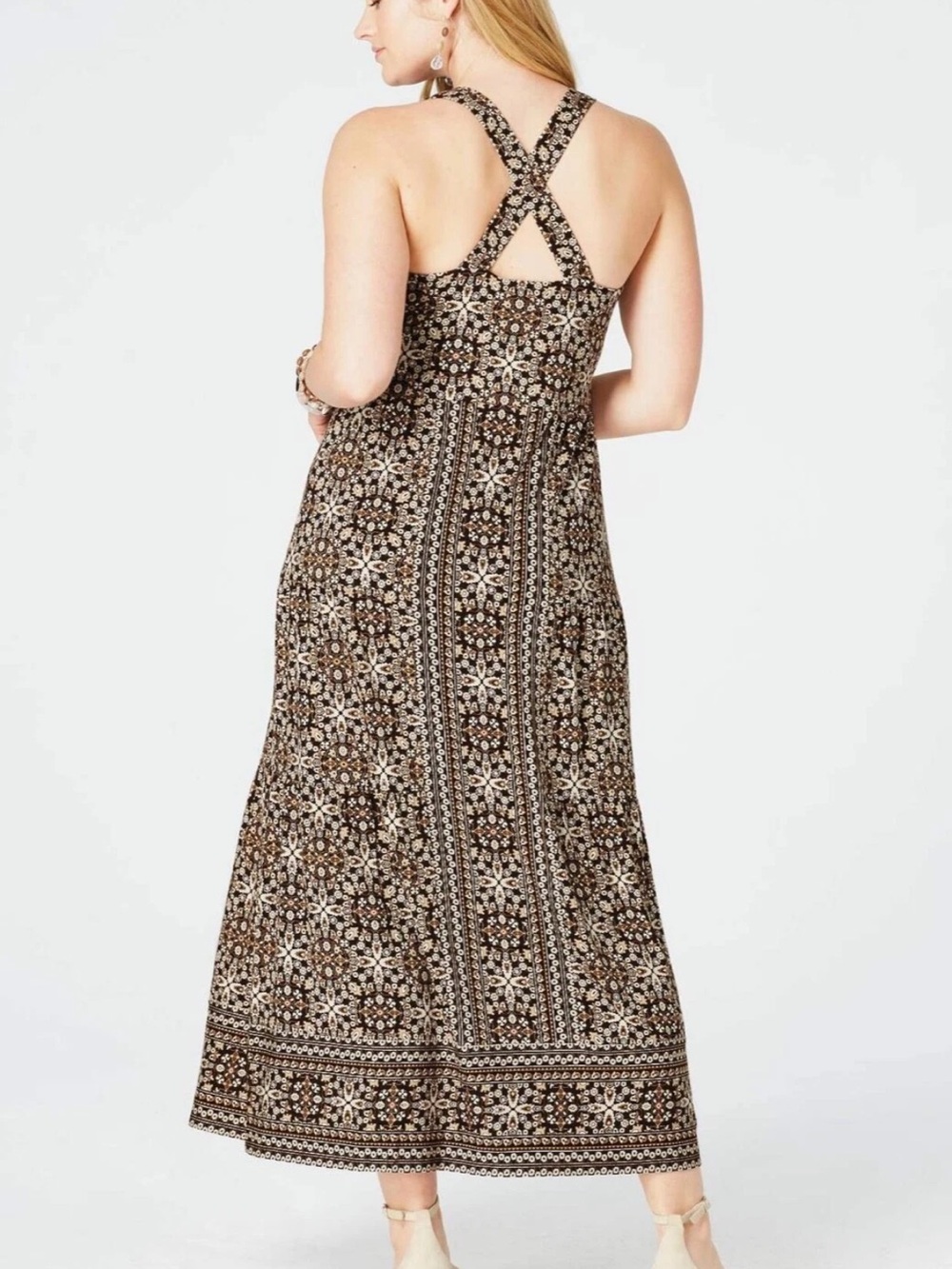 NWT J. Jill Kona ST Geometric Cross-Back Knit Midi Dress SZ LP - Picture 2 of 11